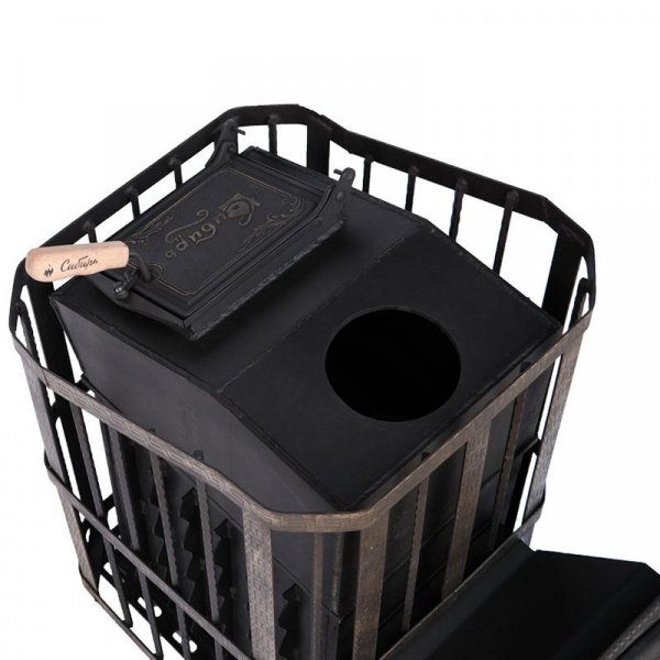 Печь для бани Сибирь 25 П ЗК, чугун + сталь, сетка