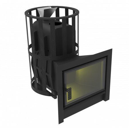 Чугунная печь для бани Воевода-Флагман 20, c закрытой каменкой, сетка