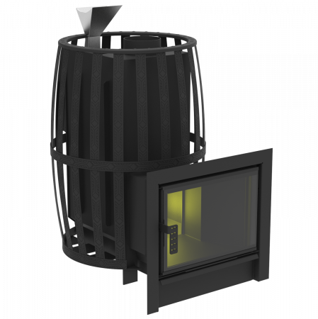 Печь для бани Флагман 18, закрытая каменка, сетка