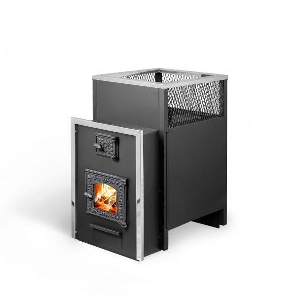 Печь банная из трубы, 6 мм Радуга 36 Б - под навесной бак сзади (бак отдельно на 60л)