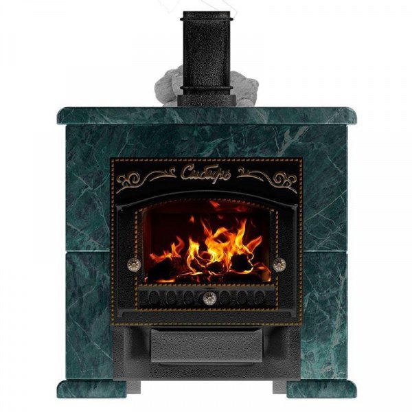 Печь для бани Сибирь 25 М, чугун + сталь, в облицовке змеевик