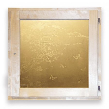 Окно для бани 50х50 см ART с рисунком, Липа