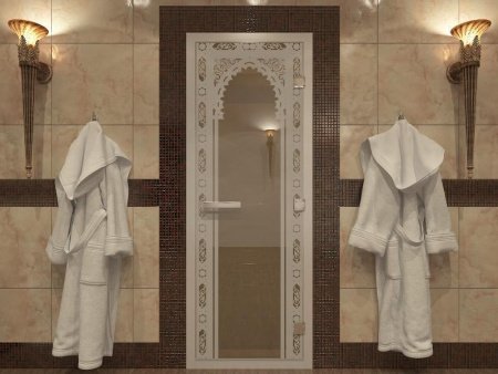 Дверь в Хамамм «Восточная арка» бронза прозрачная 1900х700