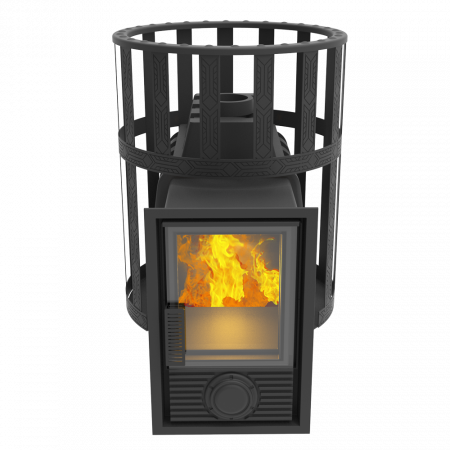 Чугунная печь для бани Воевода 20, Д-2 дверца со стеклом, сетка