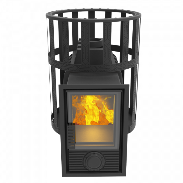 Чугунная печь для бани Воевода 20, Д-2 дверца со стеклом, сетка