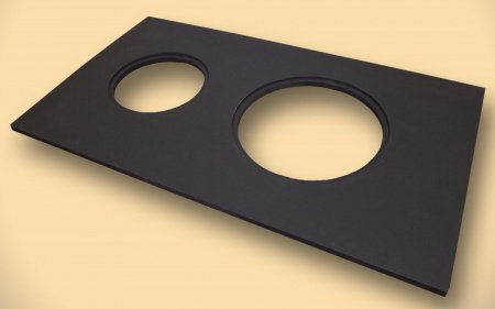 Плита стальная 10 мм толщина ПС-2 с двумя конфорками, кружки чугунные отдельно