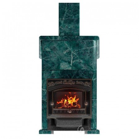 Печь для бани Сибирь 25 М ЗК, чугун + сталь, в облицовке змеевик