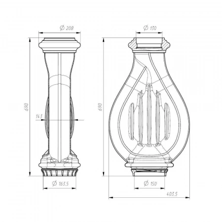 Конвектор "Лира" 150М-130М (цв. Черный чугун) ПроМеталл
