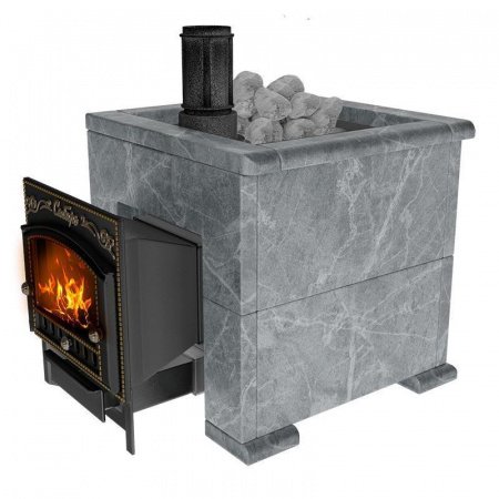 Печь для бани Сибирь 25 М, чугун + сталь, в облицовке талькомагнезит