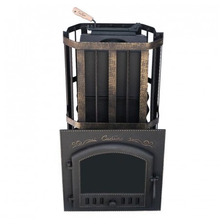 Печь для бани Сибирь 25 П ЗК, чугун + сталь, сетка