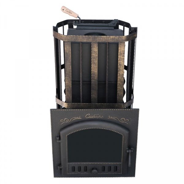 Печь для бани Сибирь 25 П ЗК, чугун + сталь, сетка