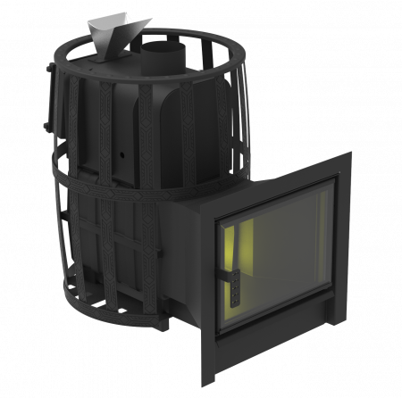 Чугунная печь для бани Воевода-Флагман 20, c закрытой каменкой, сетка