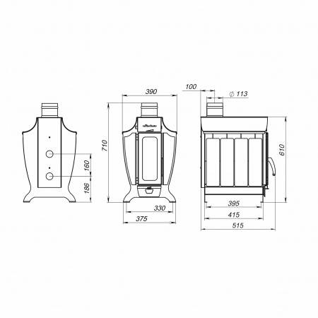 Отопительная печь Стокер 120  АКВА-G с плитой, Ермак