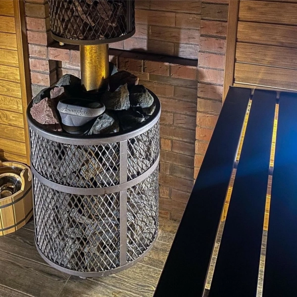 Печь чугунная банная "Атмосфера М" сетка нержавейка ПроМеталл