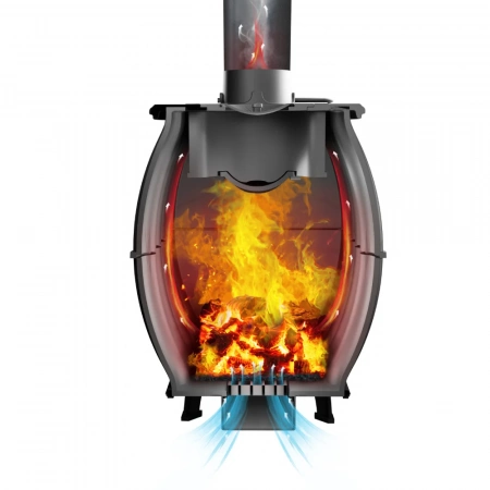 Печь- камин чугунный с плитой "Бахта"  ПроМеталл