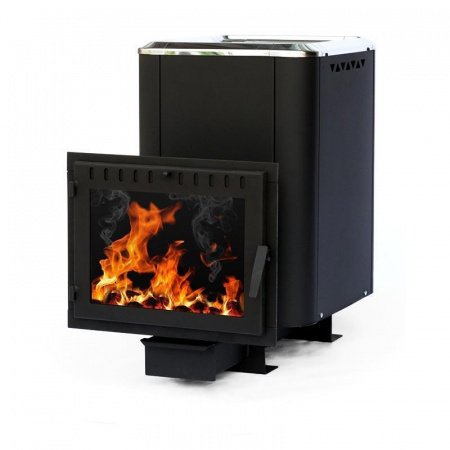 Чугунная печь для бани Сибирь 24 кожух, дверца со стеклом