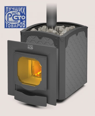 Печь для бани чугунная БЫЛИНА-24 Ч Панорама (1.2) + дверка  БЫЛИНА 16"/обрамления) Теплодар