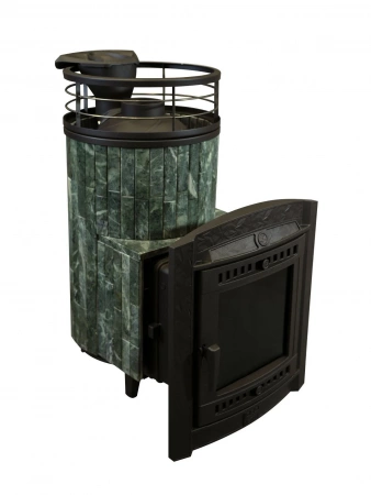 Печь чугунная "Атмосфера L" Змеевик ламель+сетка С ТОННЕЛЕМ ПроМеталл