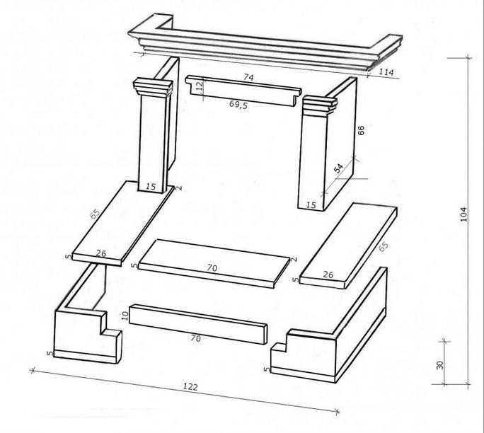 Камин из пеноплекса своими руками чертеж с размерами
