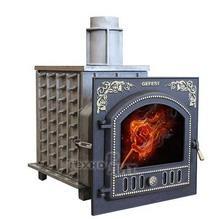 чугунные печи для бани большое каминное панорамное стекло (больше чем 20 см)